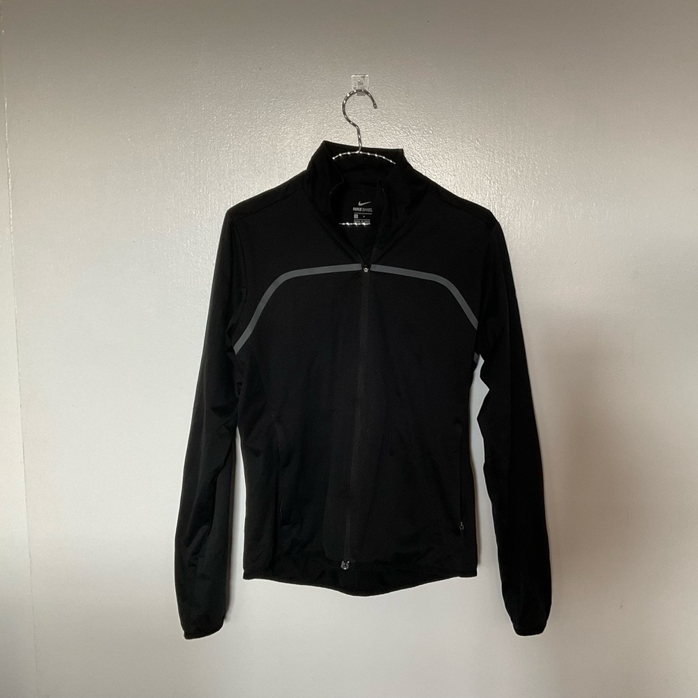 Nike Shield Black Windbreaker Jacket Size Small